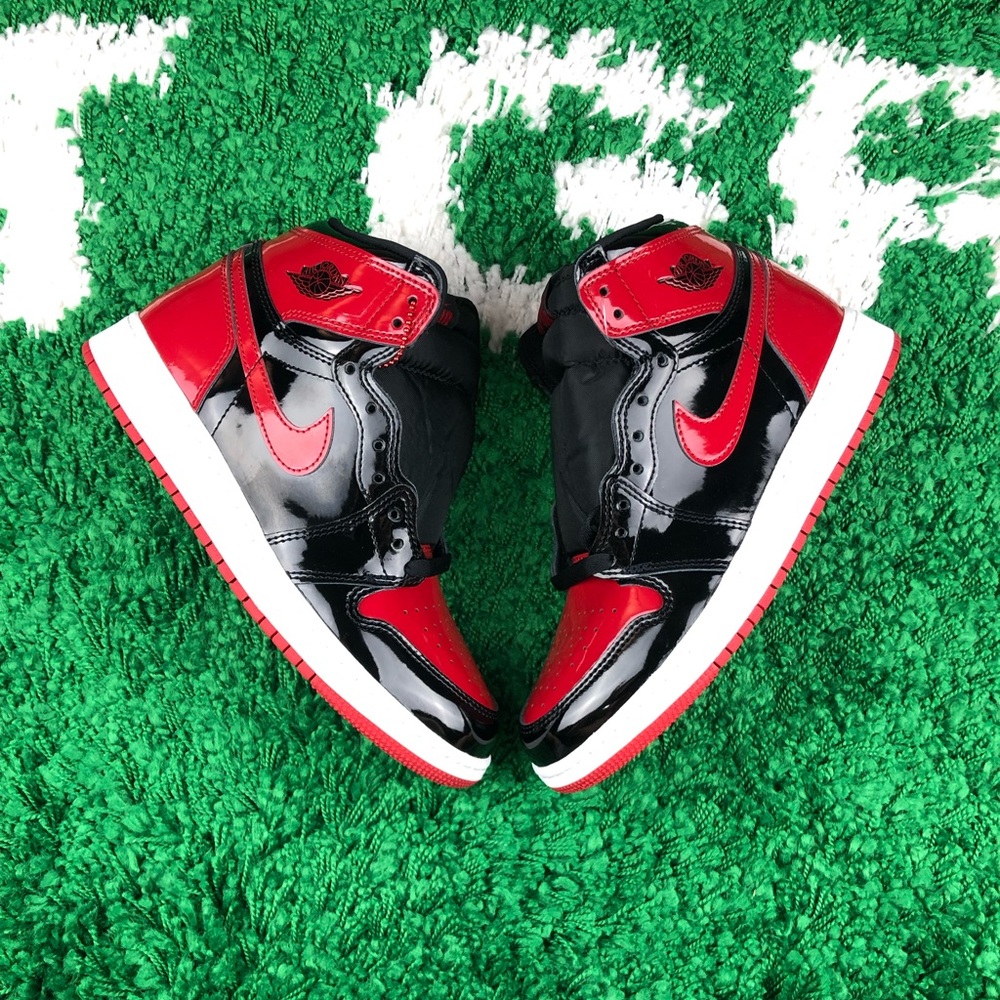 Air Jordan 1 Retro High OG GS Patent Bred size 6.5Y Women size 8 NEW 575441-063